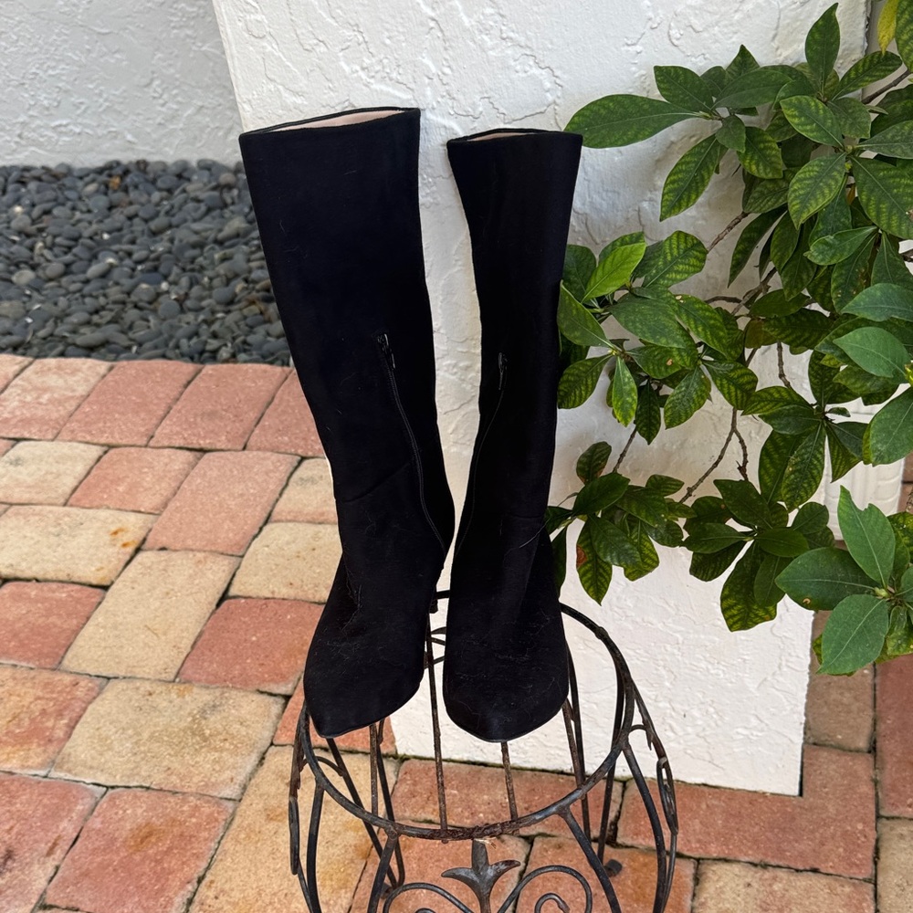 Inez black suede heeled boots